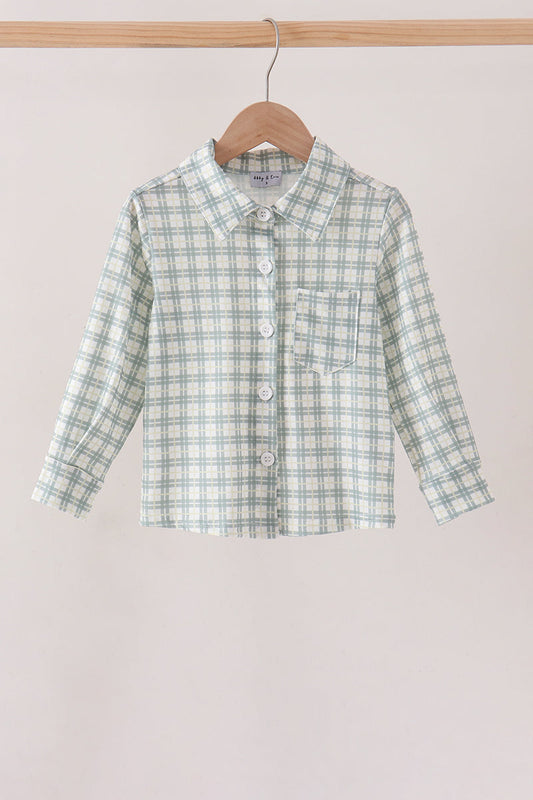 Sage plaid pocket button down shirt