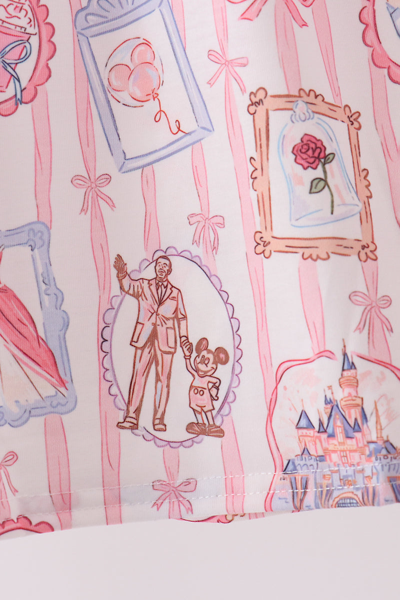 Pink Character Bow Embroidery Dress