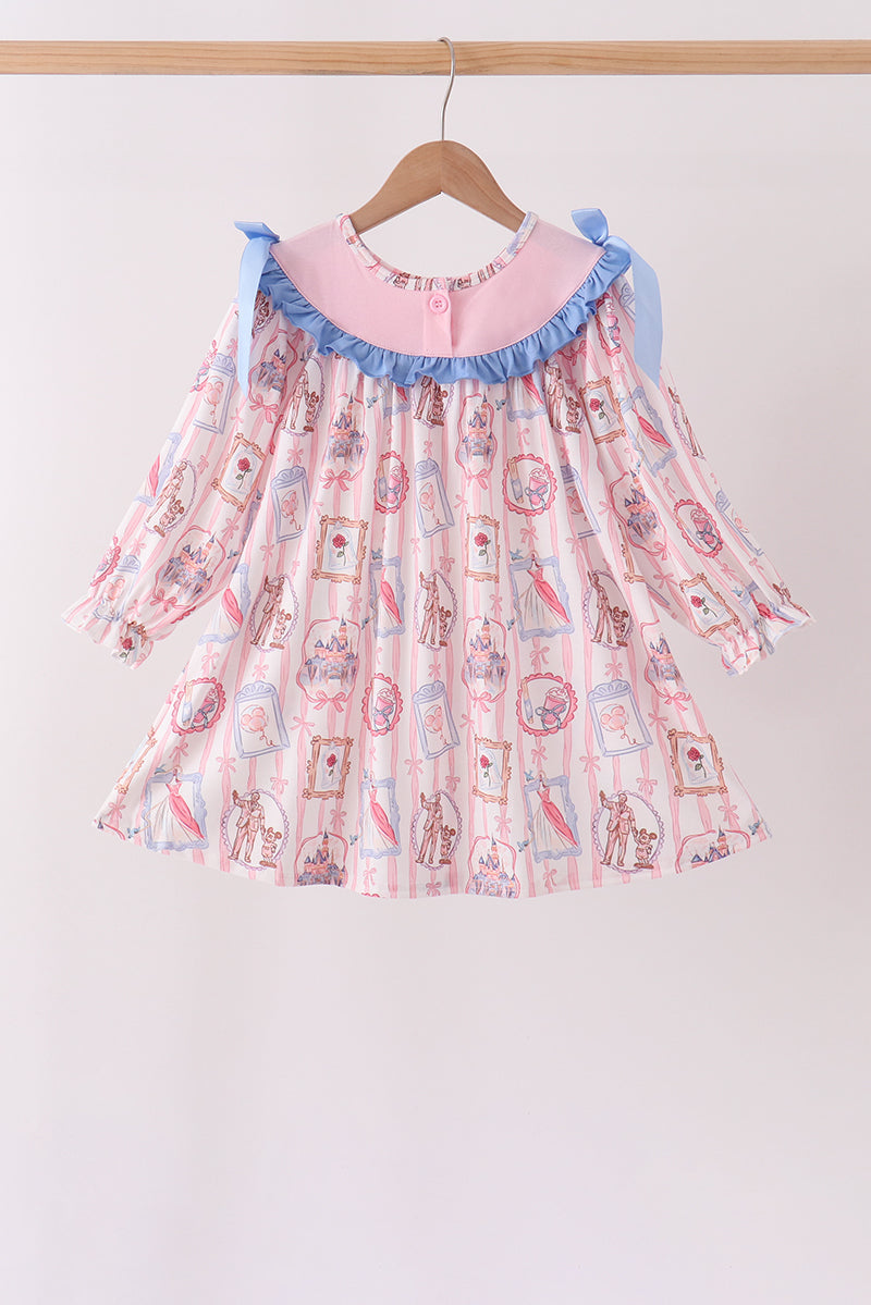 Pink Character Bow Embroidery Dress
