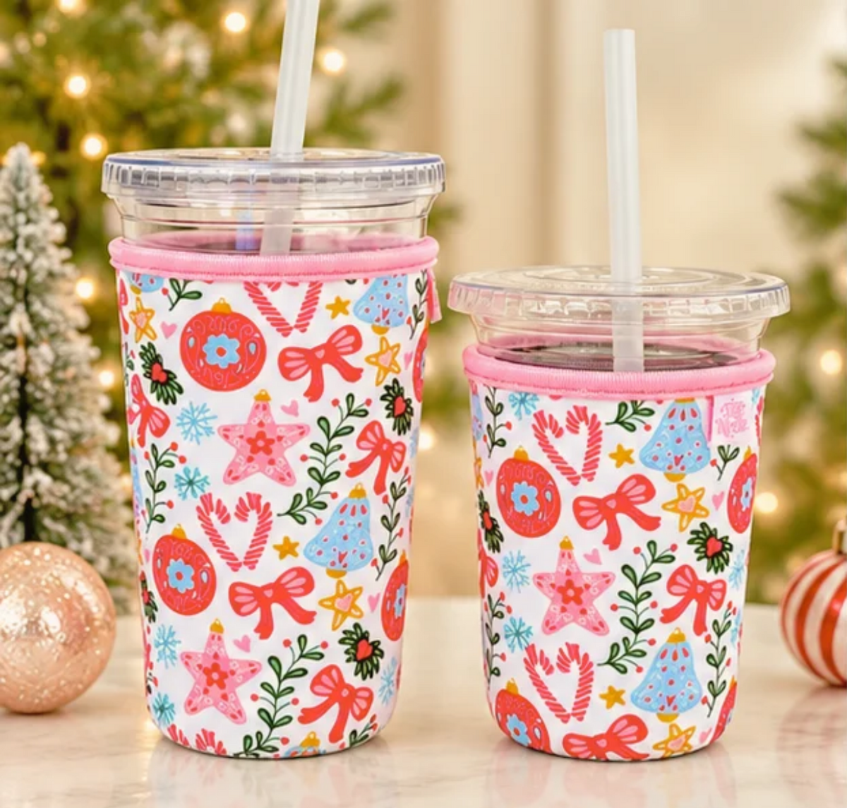 Coffee Cup Cover - Vintage Christmas - Iced Drink Sleeve