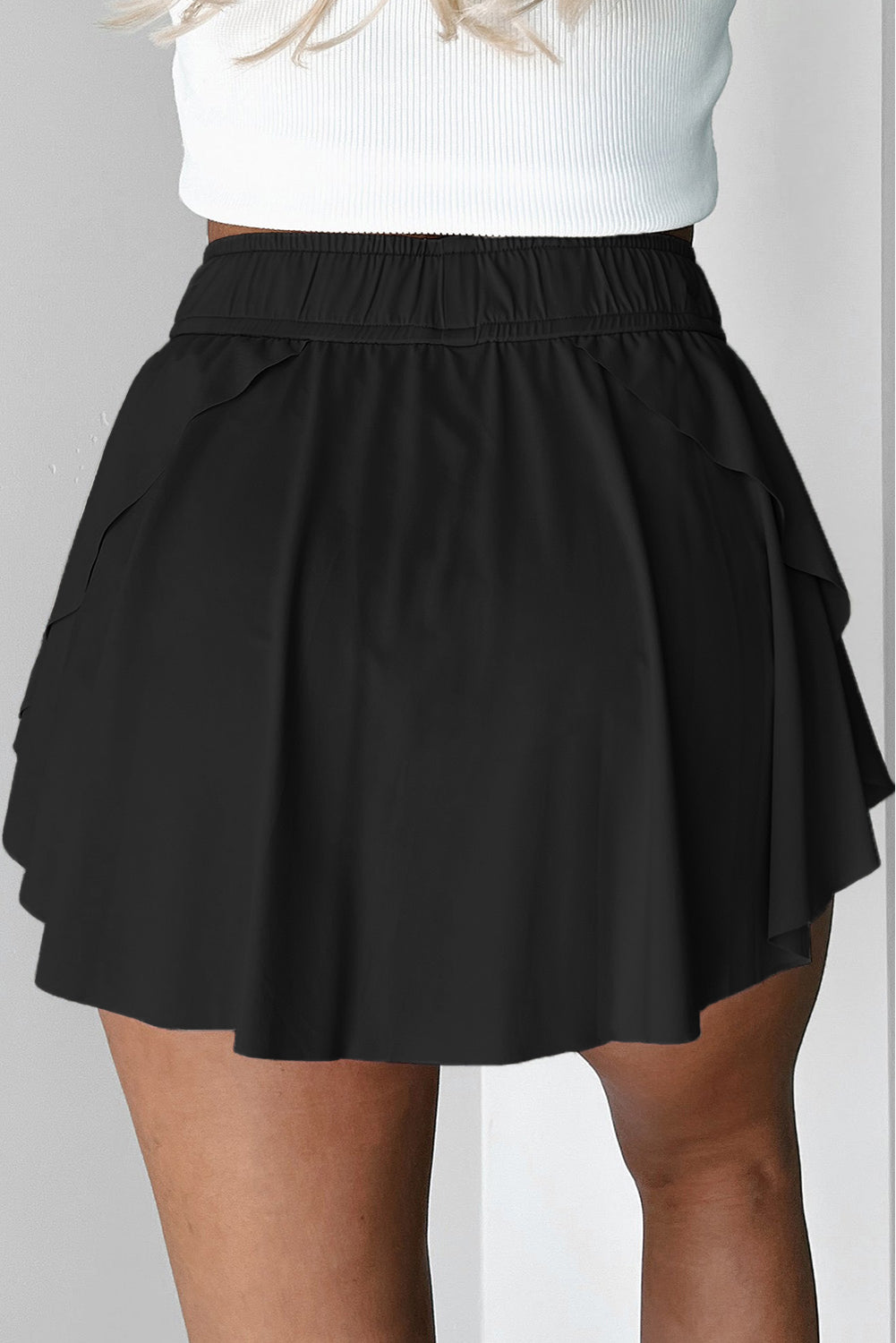 Bonbon Drawstring Elastic Waistband Lined Tennis Skorts