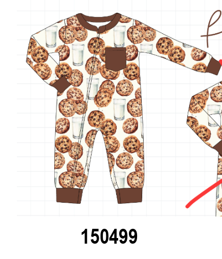 Brown Milk Cookie Print Romper